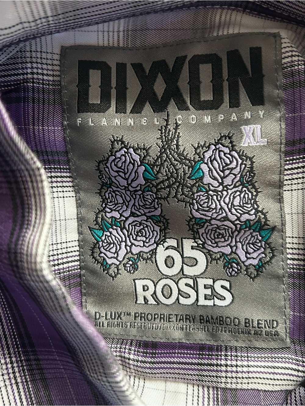 DIXXON Flannel Co 65 Roses Bamboo Short Sleeve Button Up Men's Size XL Purple - Picture 6 of 8
